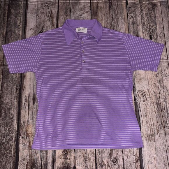 Robert Bruce Other - VTG 70s Arnold Palmer Robert Bruce Polo Shirt XL Purple Striped Golf Cotton USA